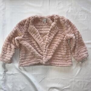 NWT Girls Pink Fur Jacket Signature by Robbie Bee Size Large Fuzzy Cardigan Coat